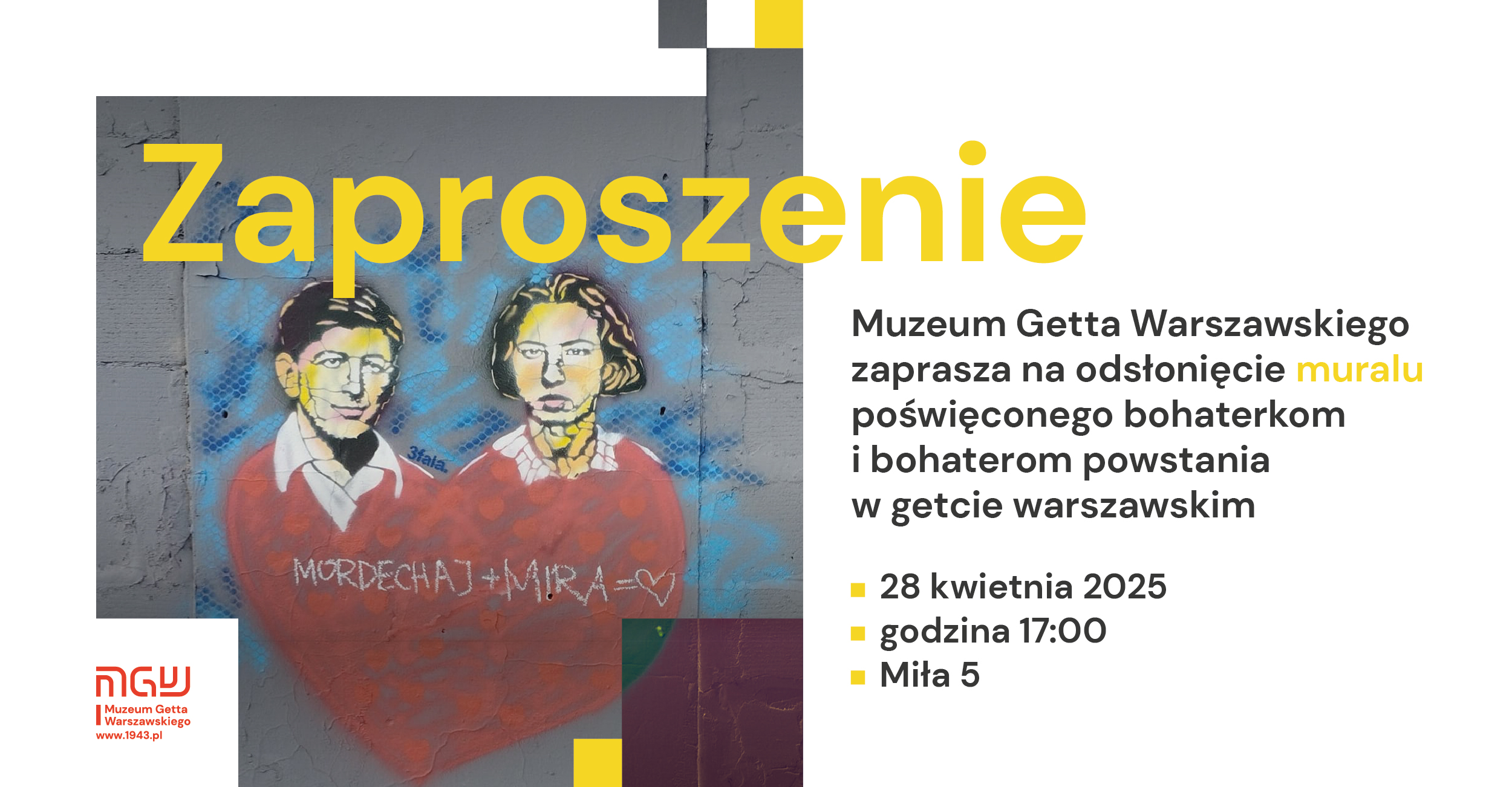 odsłonięcie muralu na Miłej - zaproszenie